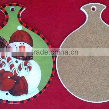 Printed christmas ceramic trivet and wall decor