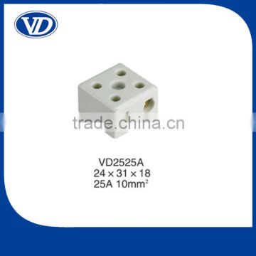 25A 2 way 5 holes porcelain terminal blocks VD2525A