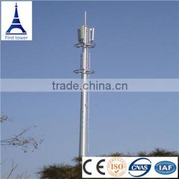 Hot dip galvanized self supporting telecommunication pole