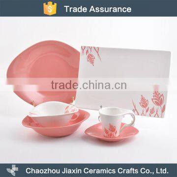 New pink flower decal porcelain dinner set made in china                        
                                                                                Supplier's Choice