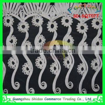 wholesale high quality latest african decorative embroidery 3D patterned chiffon silk fabric for curtains and dress