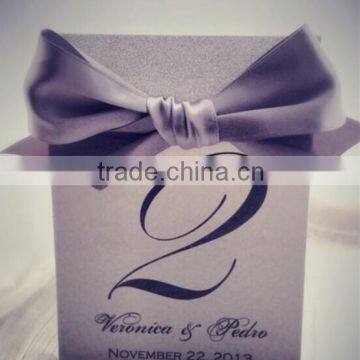 royal purple silk wedding cards of table numbers