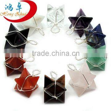 Gemstone Merkaba Star of David Pendants