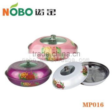 India Colorful stainless steel compartment metal tray with llids for candy