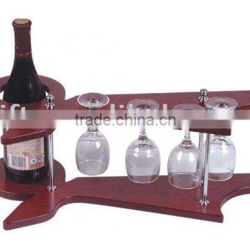 Wine set with 4pcs glass,wine rack:BF09158--