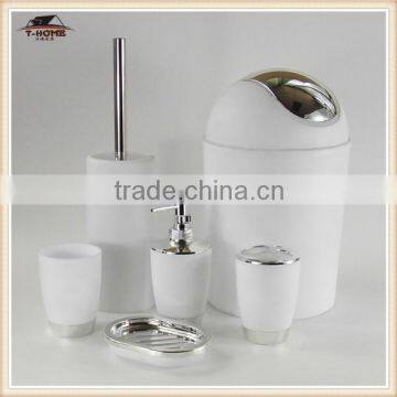 luxury home decoration PP bathroom set with waste bin