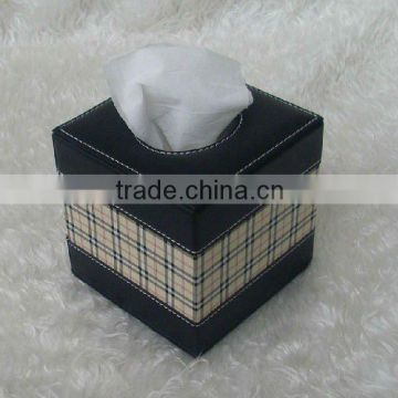 Luxury leather tissue box black