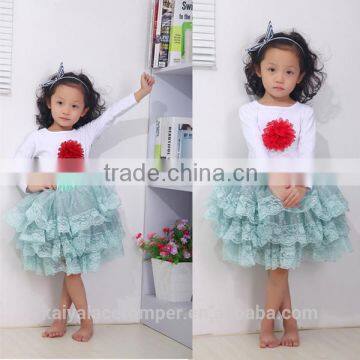 Fashion girls party dresses kids clothes girls tutu dress long sleeve dress set