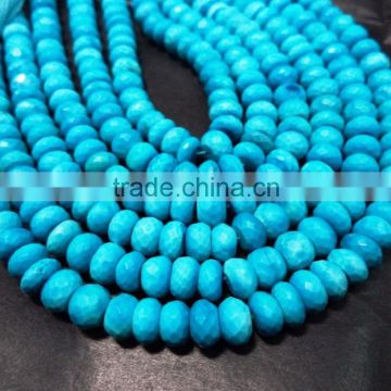 AAA QUALITY TURQUOISE FACETED RONDELLE LOOSE GEMSTONE BEADS