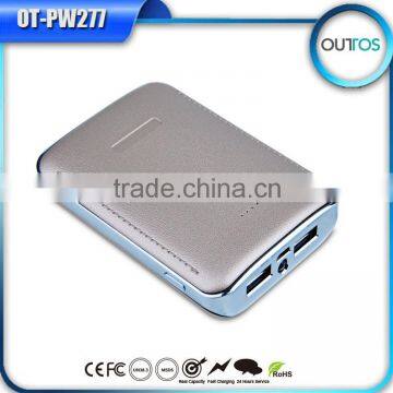 Fashion and elegant leather texture power bank 6600mah with dual USB output