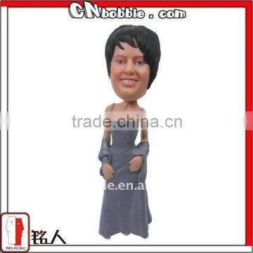 customized evening dress woman bobble head dolls,bobble head figurine