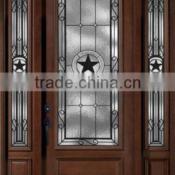 2 Side Lite Decorative Glass Wood Design Doors Exterior DJ-S9104MST-1