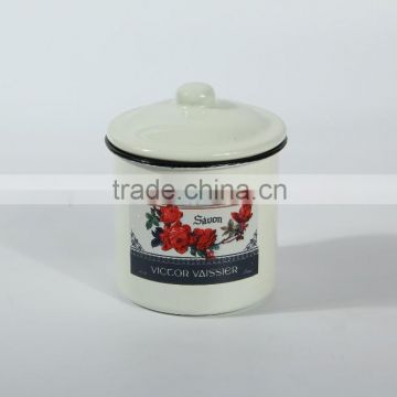 Enamel canister, enamel mug, drinking cup