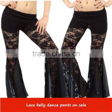 2016 Wholesale Sexy Cheap Black Belly Dance Pant Lace Long Dancing Trousers for Women on Sale 9 Colors Available