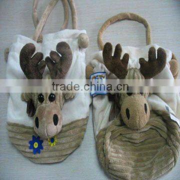 Lovely Moose Head Plush Hand Bag