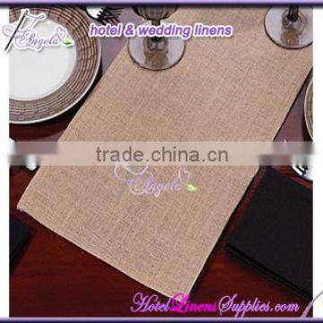 280GSM high density cheap natural burlap table runners for wedding events, with surged edge