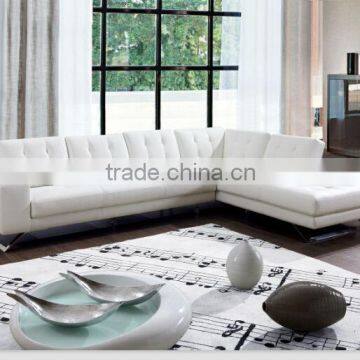 White Modern leather sofa with Stainless Steel L shape in 2015