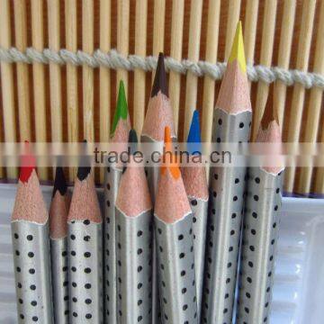 7" triangle Water color pencil in metal tube/ senior grade water color pencil with end dip