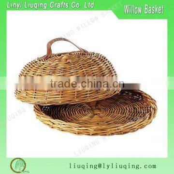 Display ware Eco-Friendly wicker Round Domed Serving Tray food serving tray