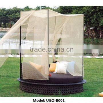 Sunbed with canopy polyrattan garden furniture