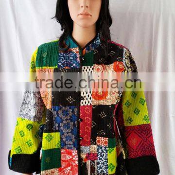 Cotton Designer Hand made kantha stitch work kantha jackets online from india