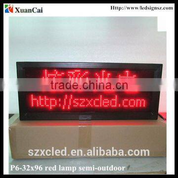 P6-32*96Red lamp semi-outdoor message and temperature display led