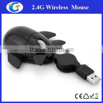 aeroplane shaped wired optical mouse with retractable cable