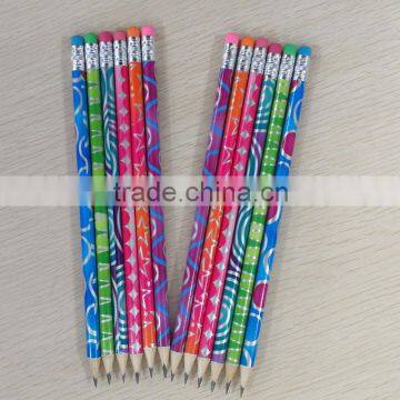 Standard size round shape shrink film pencil sharpened with eraser