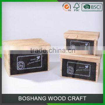 Variety of colors small wooden boxes wholesale with Lids set of 3