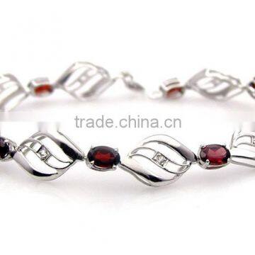 925 Sterling Silver Garnet Bracelet