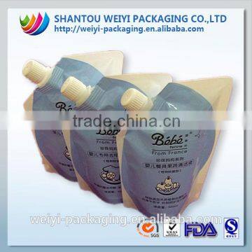 Laminated barrier security spout pout liquid packaging plastic bag for liquid soap