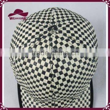 Black and White Plaid Straw Baseball Cap Paper Sun Hat photo-4