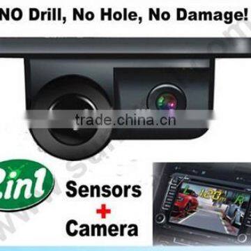 High resolution 2 in 1 car reverse camera parking sensor with buzzer alarm