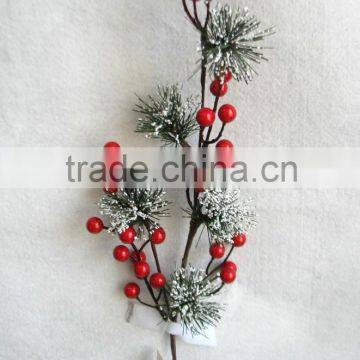 High Quality Popular Artificial Berry Small Pick Christmas 20" with pine needle Ornament for Christmas house Decoration