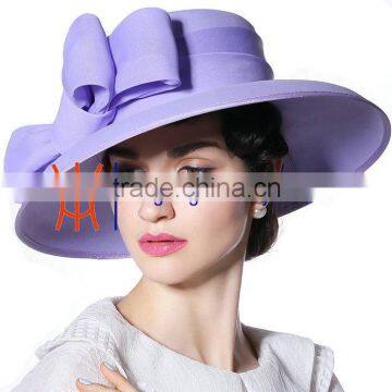 Ladies Fashion Designer Elegant Purple Chiffon Hats for Wedding