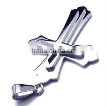 2012 New arrive Fashion Pendant stainless steel double-deck cross pendant