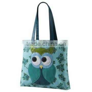 2015 new fashion canvas lady owl shopping beach tote bag/high quality canvas tote bag/designer shipping tote bag/canvas tote bag