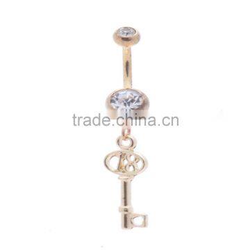 Multi Color Plated Key Dangle Belly Button Naval Ring.