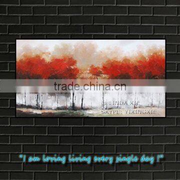 oil painting canvas forest red trees leaves big size