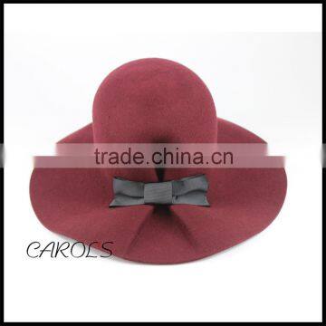 2016 quality custom wool felt wide brim chapeau hat for women