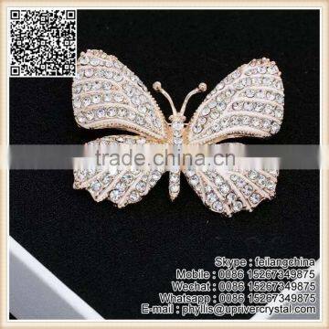 Direct Gifts Women Beautiful White Crystal Butterfly Gold Brooch