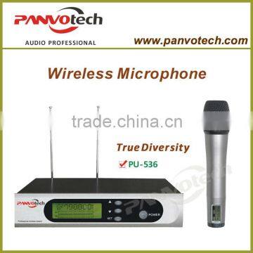 True diversity wireless microphone with metal transmitter and receiver for profesional stage perfromance