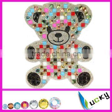 Hot fix rhinestone sticker design with point back crystal and large shape stone Teddy bear