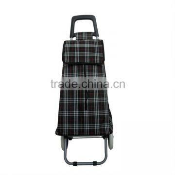 2015 China cheap promotional foldable bag with two wheels shopping cart bag
