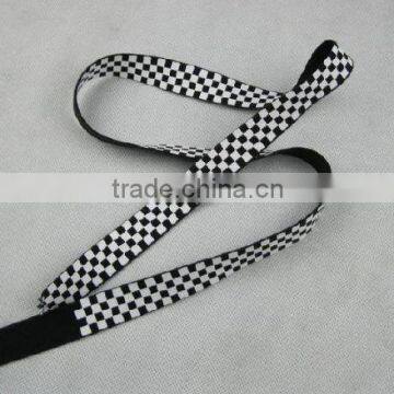 Black and white polyester plaid ribbon