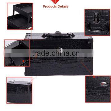 2016 Elegant Professional Pvc Leather Makeup Train Case for Cosmetic With Lock photo-5