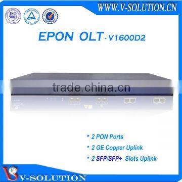 1U 19 inch 2 PON Ports GEPON OLT with Layer 2 Switch Layer 3 Route Supported Web Management and EMS