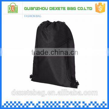 Wholesale new style cheap custom black polyester drawstring gym bag