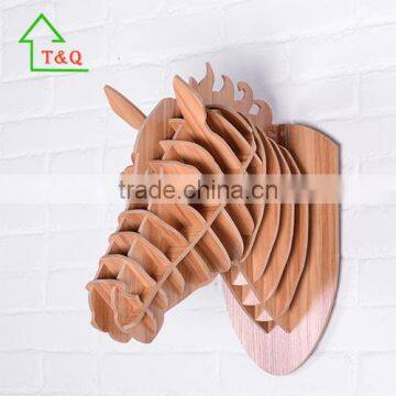 Wooden Horse Pony Zebra Trophy Animal Head 3D Wall Art Kids - Home Decor
