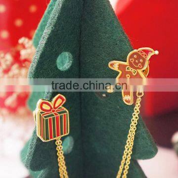 Lovely Girls Collar Santa Claus Gift Long Gold Chains Brooch For Christmas